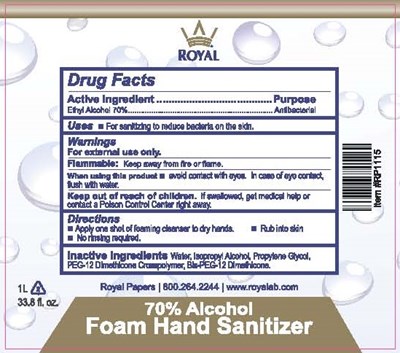 Royal Product_labels_70pct Alcohol Foam Hand Sanitizer (Royal Product Labels 70pct Alcohol Foam Hand Sanitizer)